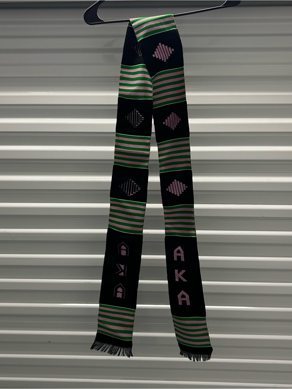 AKA Black, Green & Pink Stripe Knit Scarf
